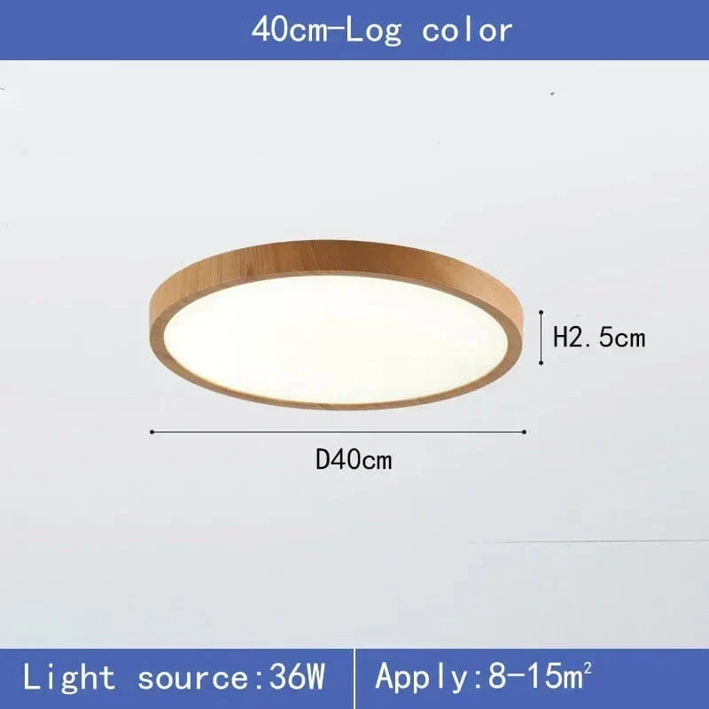 Moderne, runde, ultradünne LED-Deckenleuchte aus Holz