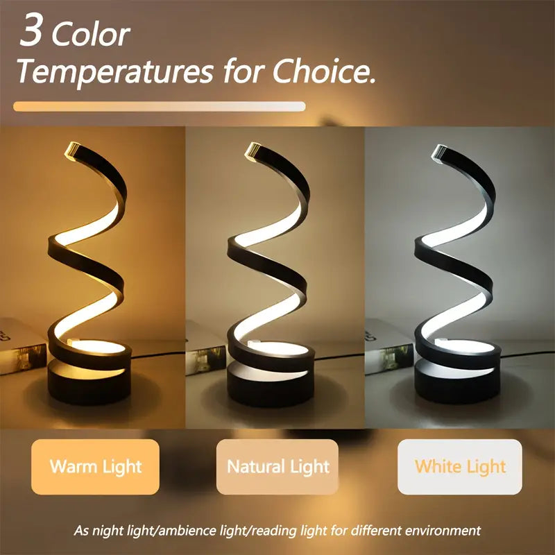 Moderne LED-Tischlampe im Spiraldesign