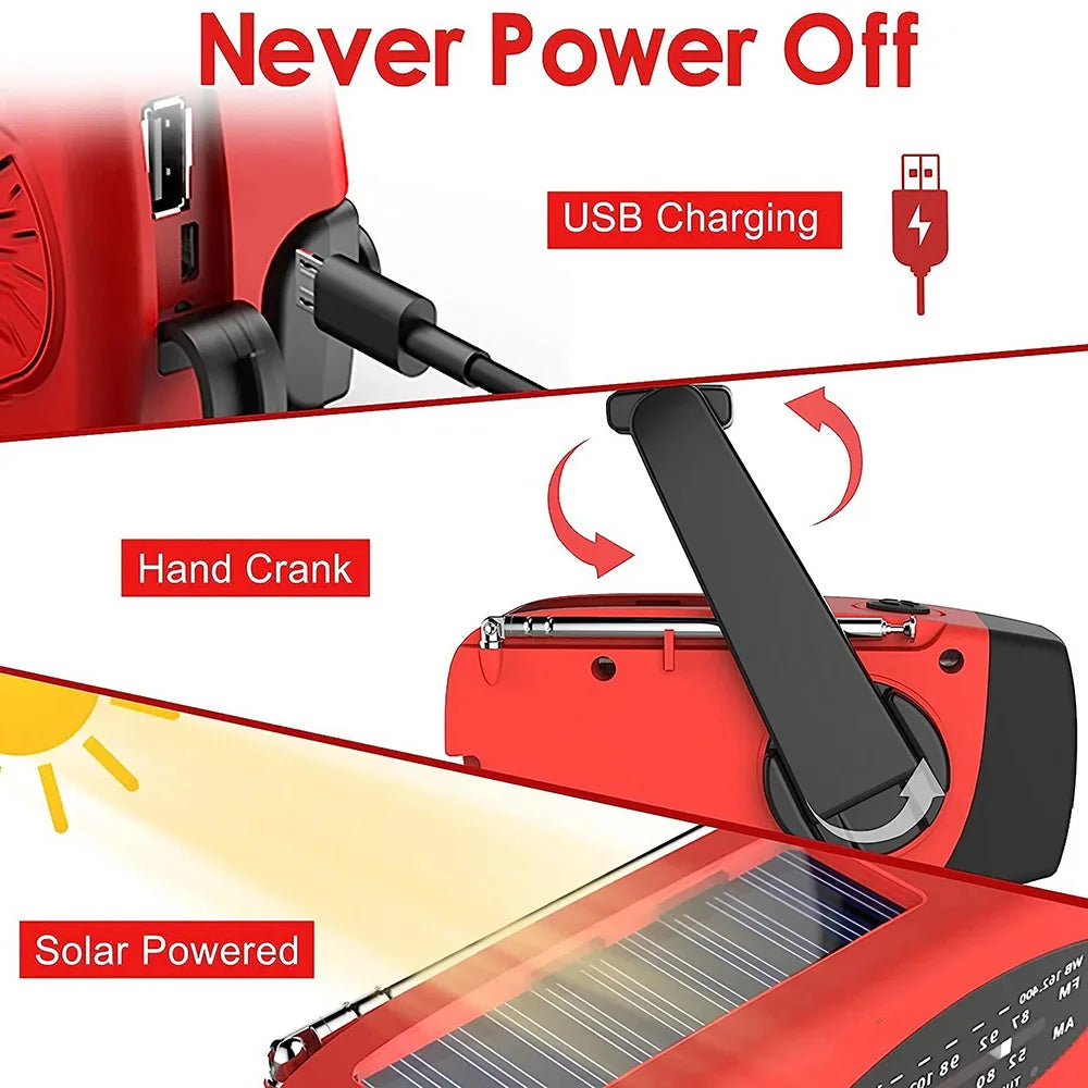 Multifunktionales Outdoor Solar- und Kurbelradio mit Taschenlampe