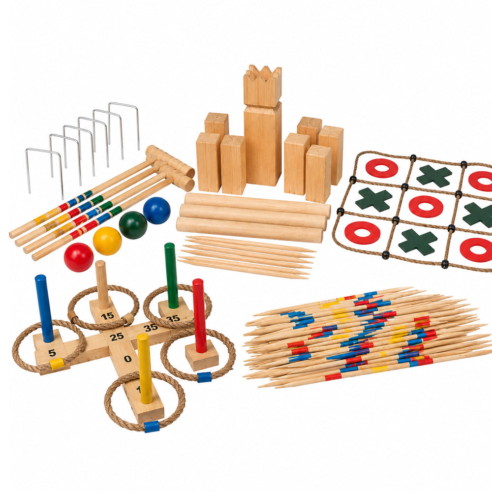 Grosses Sommer-Gartenspielset mit 5 klassischen Gartenspielen