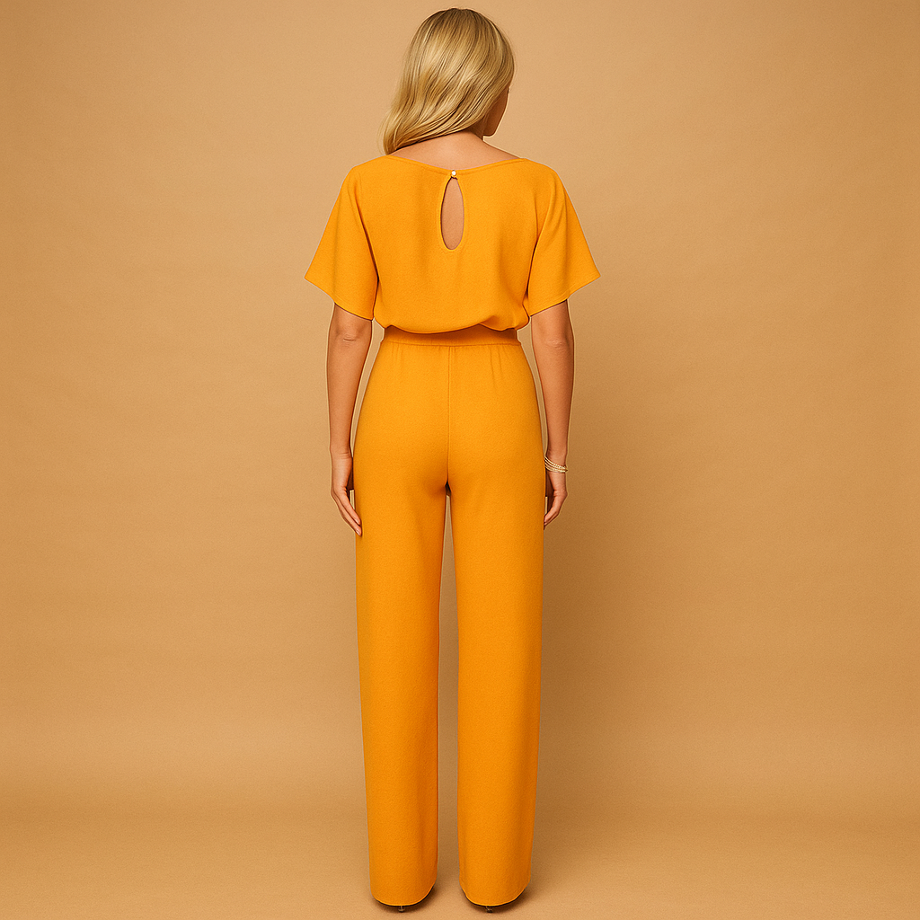 Damen-Jumpsuit mit U-Boot-Ausschnitt und weitem Bein