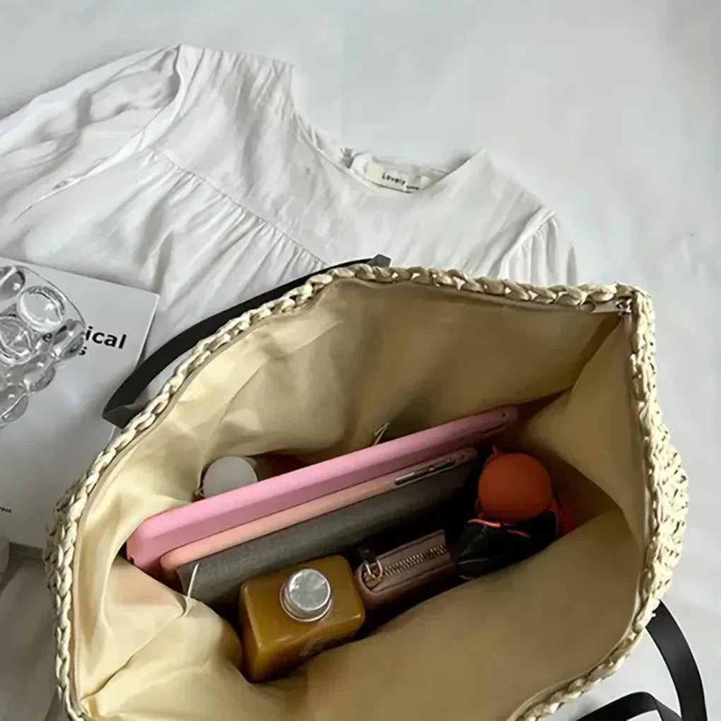 Damen geflochtene Schultertasche – Grosse Tote Bag