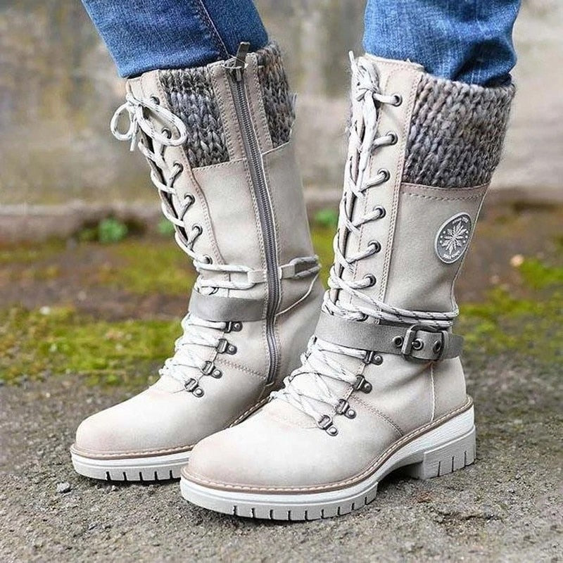 Damen-Schnürstiefel unter dem Knie