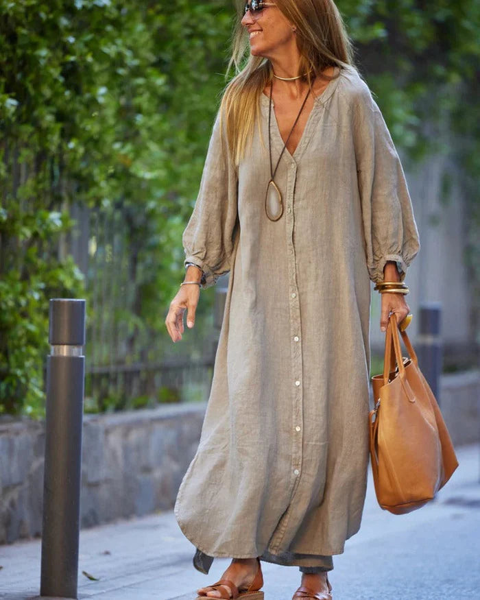 Damen-Maxikleid mit Knöpfen