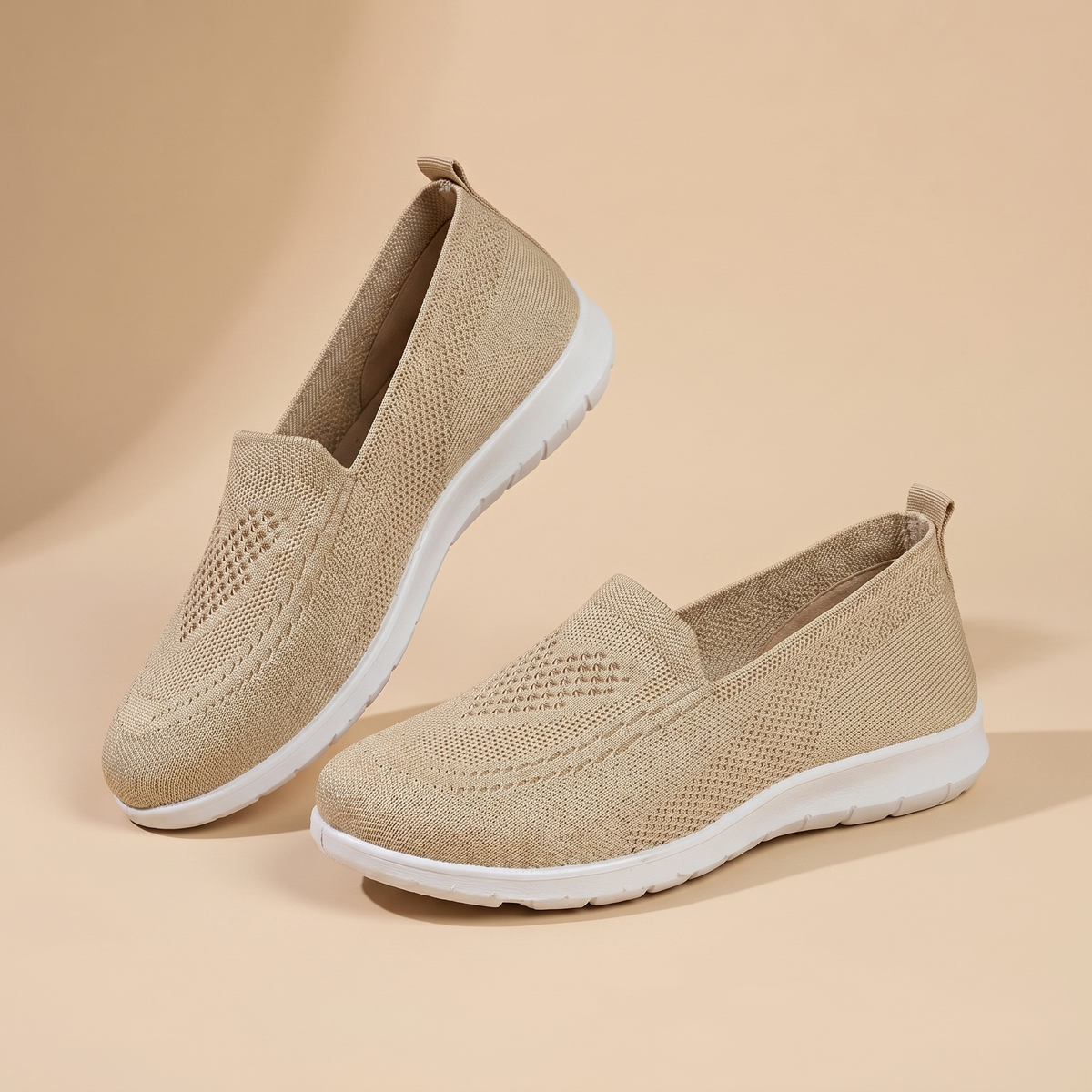 Damen Strick-Slip-on-Sportschuhe | Atmungsaktive und gepolsterte Walkingschuhe