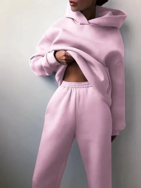 Damen Loungewear-Set mit locker sitzendem Kapuzenpullover und Jogginghose