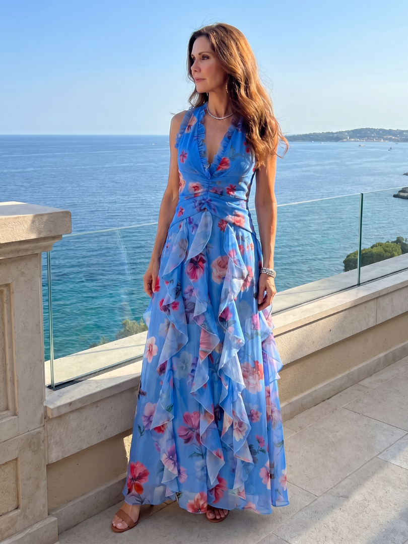 Damen Neckholder-Maxikleid