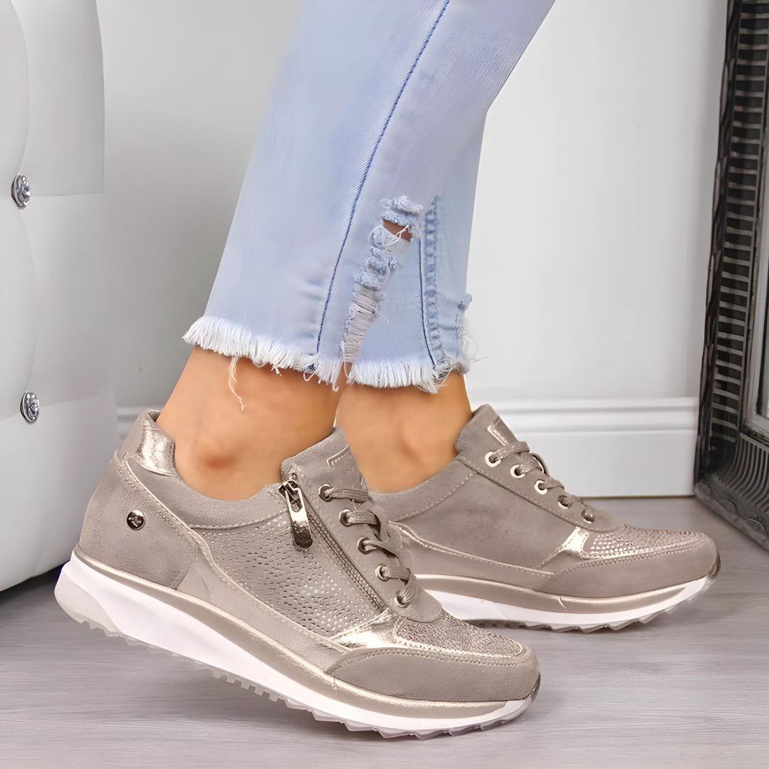 Orthopädische Damenschuhe mit Reissverschluss-Detail