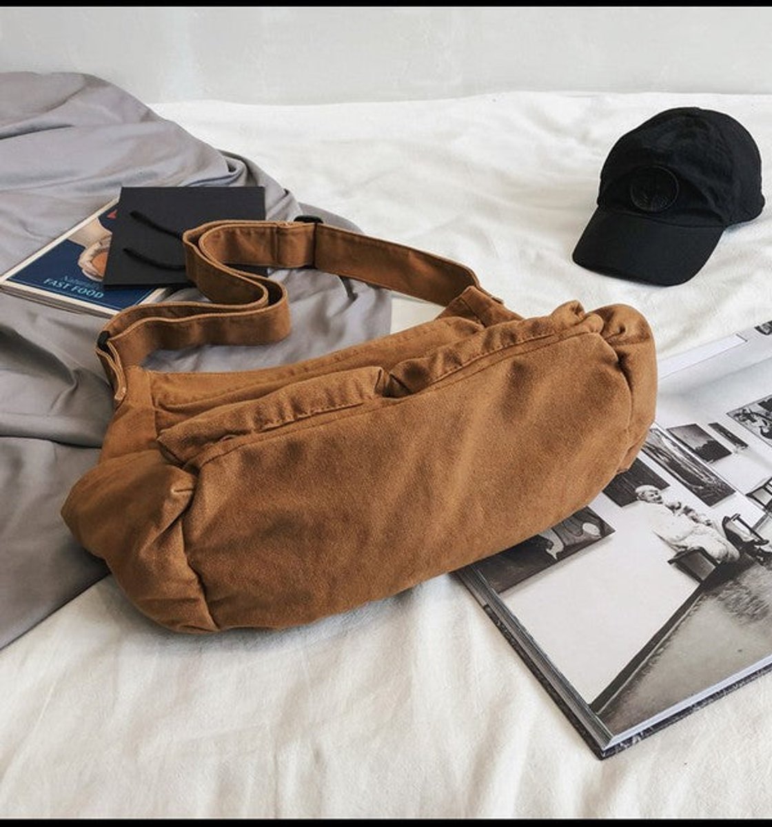 Damen Oversize-Schulter- und Umhängetasche aus schwarzem Canvas