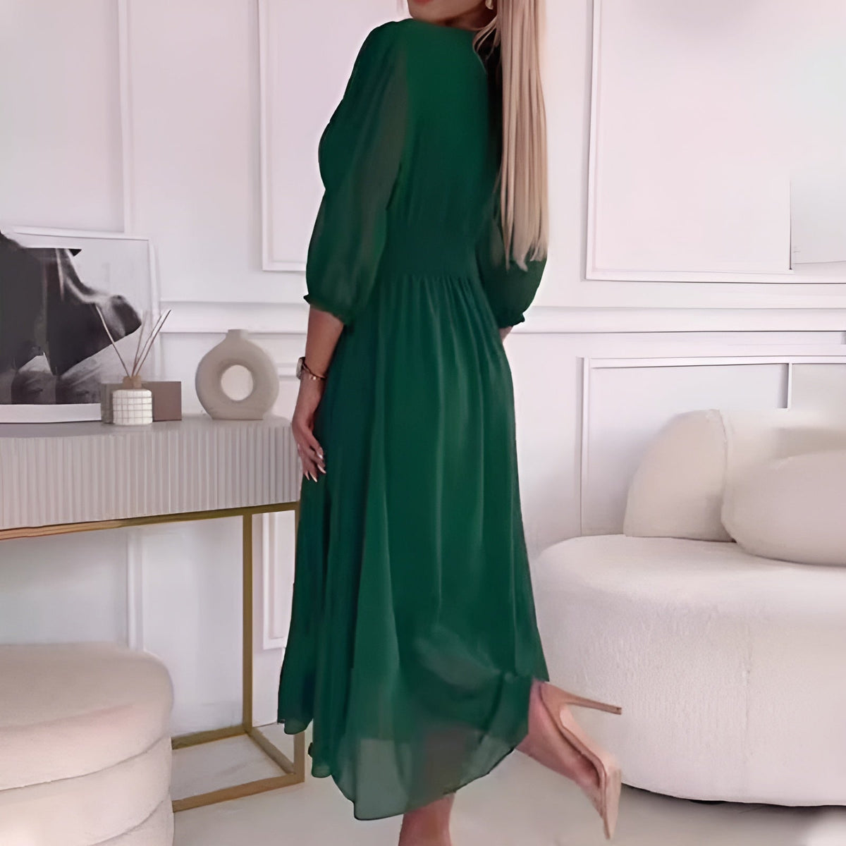Damen A-Linien-Kleid mit V-Ausschnitt