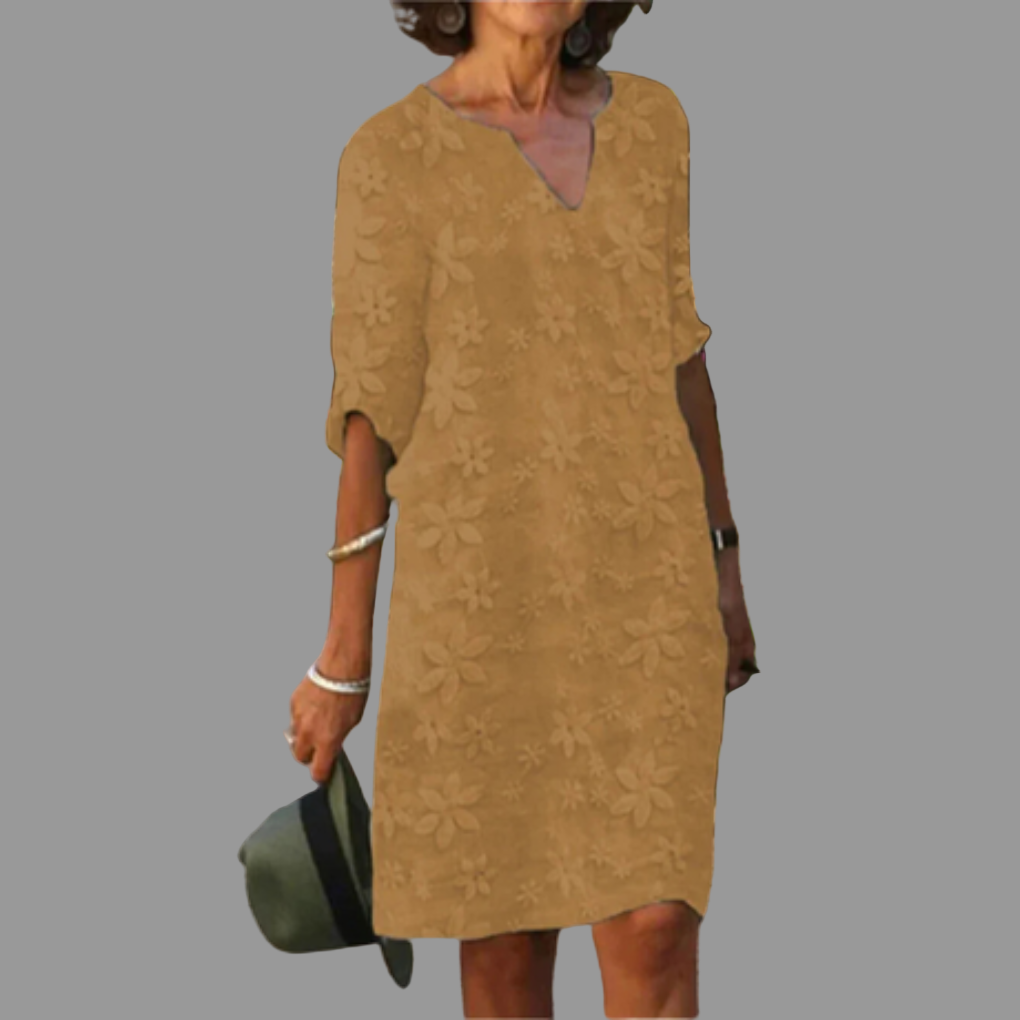 Damen Midikleid mit V-Ausschnitt und Blumenmuster