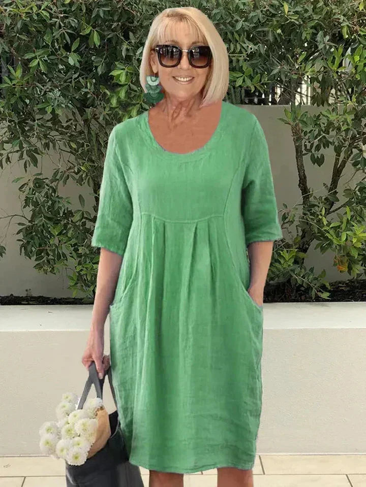 Damen Midi-Kleid in A-Linie mit Taschen