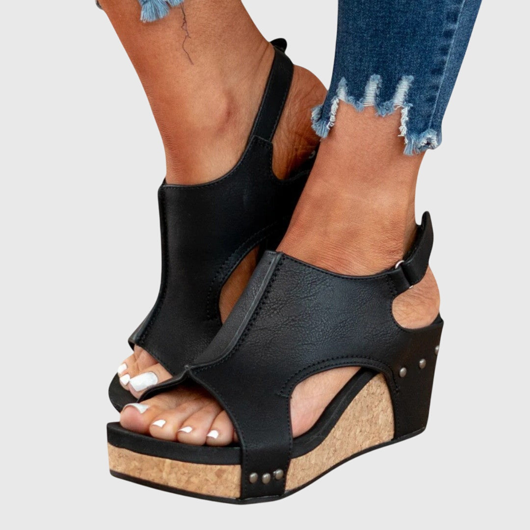 Damen Keilsandalen mit offener Spitze