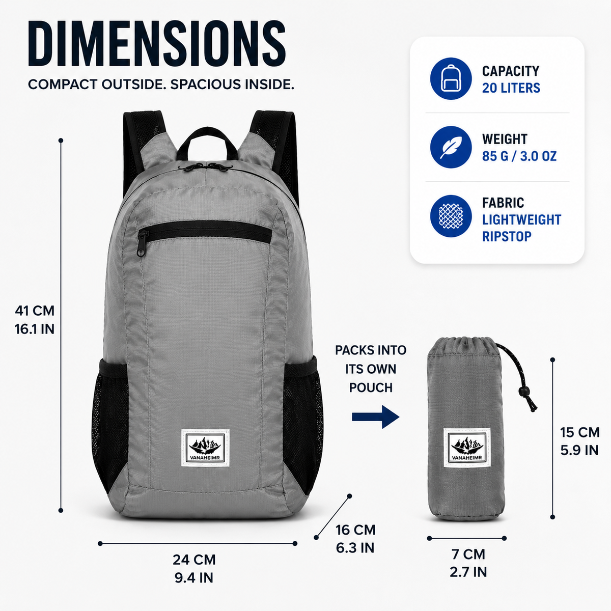 Faltbarer 20-Liter-Outdoor-Wanderrucksack