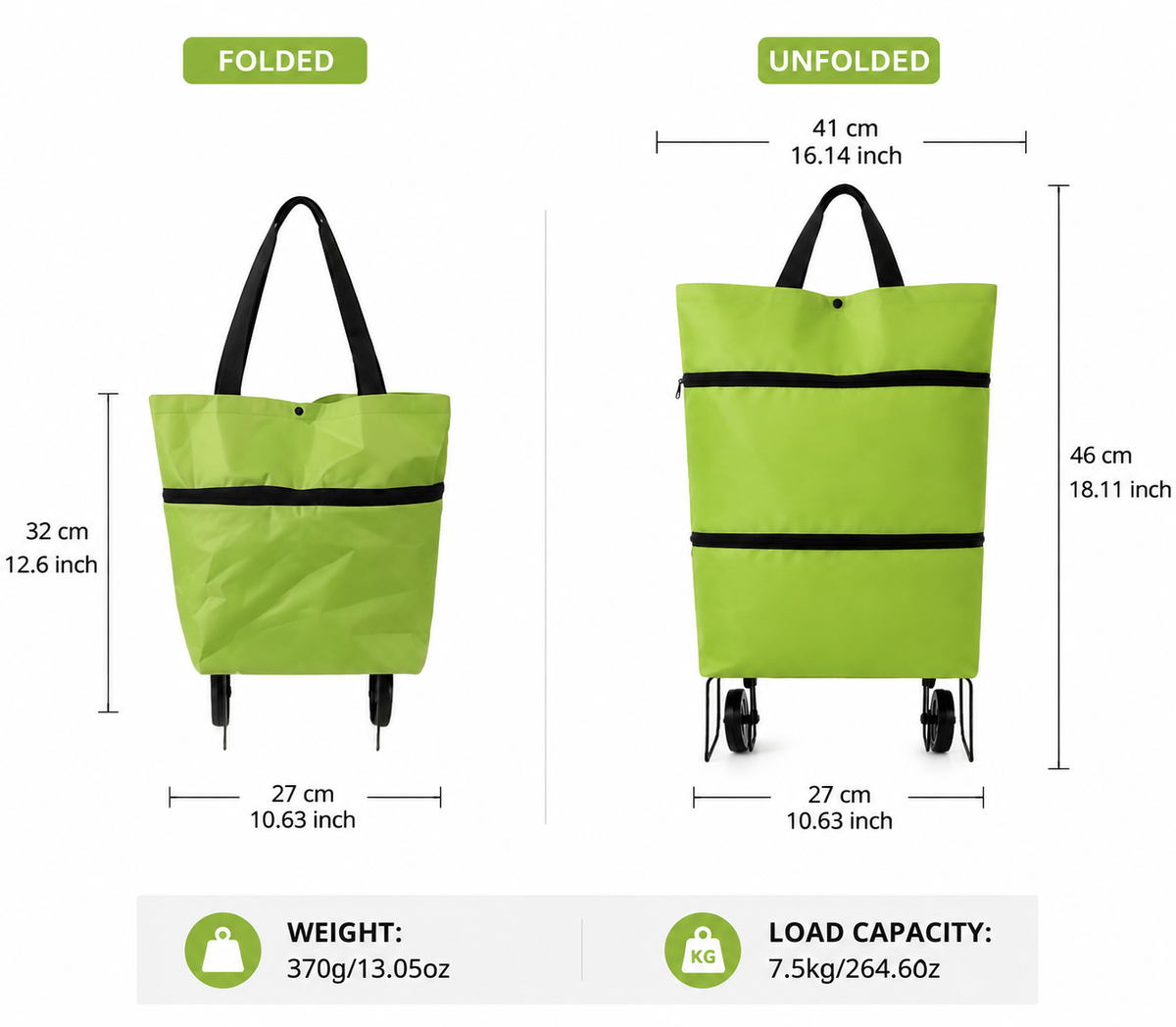 Faltbare Rolltasche