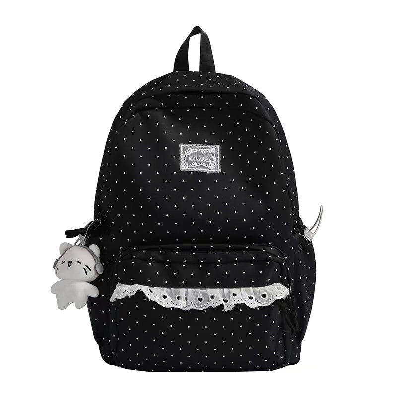 Gepunkteter Rucksack mit Rüschen