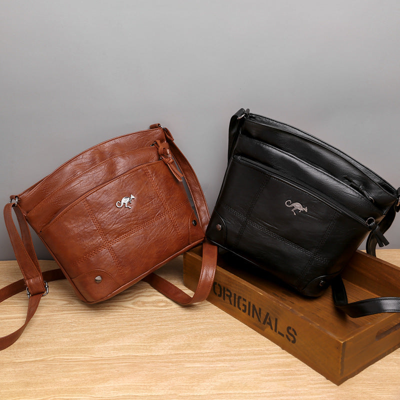 Weiche Damen-Messenger-Schultertasche mit mehreren Fächern