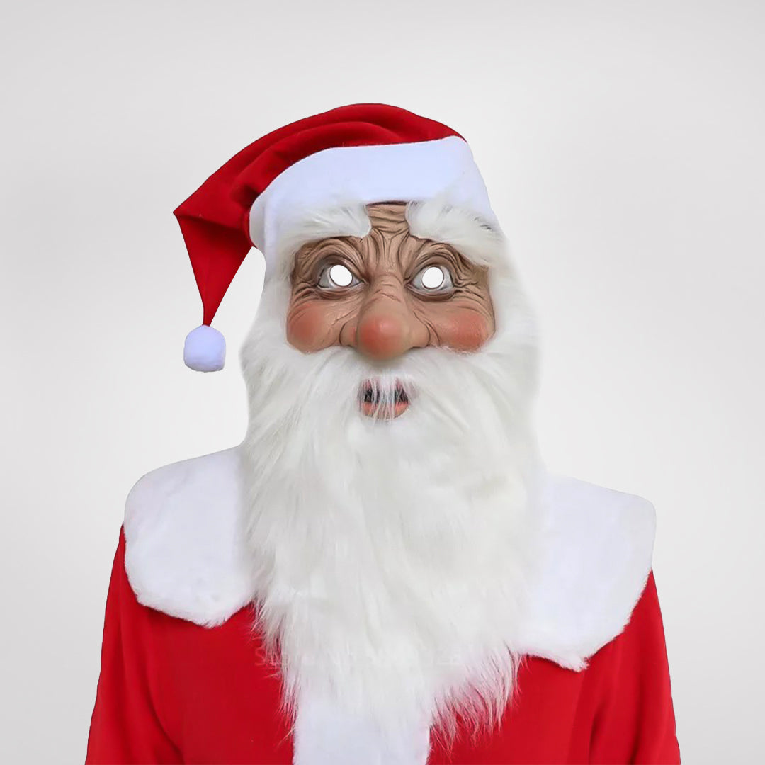 Realistische Weihnachtsmann-Maske, die Gesicht, Hals und Brust bedeckt