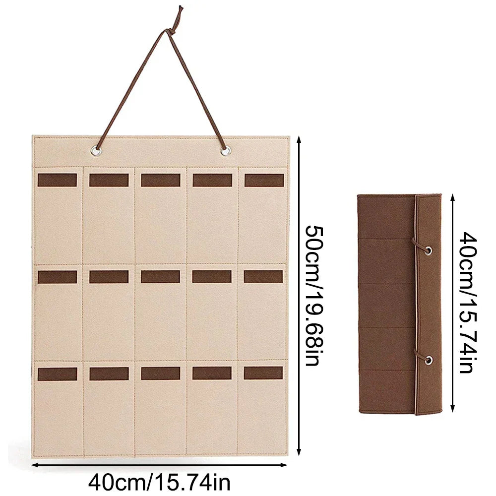 Organizer | Wandmontierter Brillenhalter | Zusammenklappbare Aufbewahrungstasche für Sonnenbrillen | Platzsparend und staubdicht | 42 × 38 cm