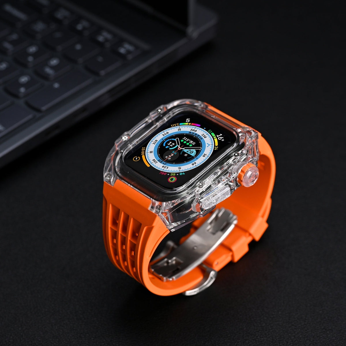 RM V30 Glacier Series Fluorkautschuk-Armband mit transparentem Gehäuse und Umbausatz für Armbanduhren