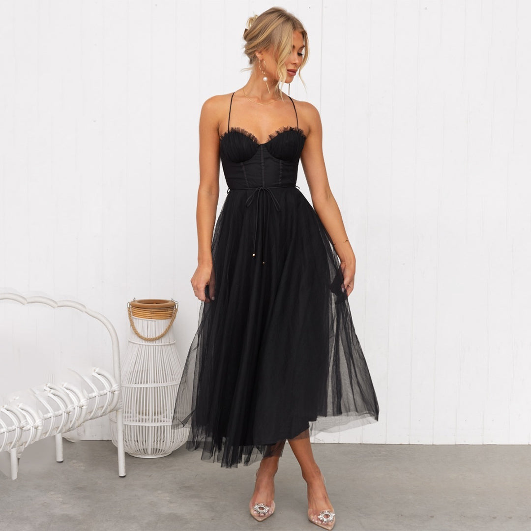 A-Linien-Damenkleid mit Spaghettiträgern
