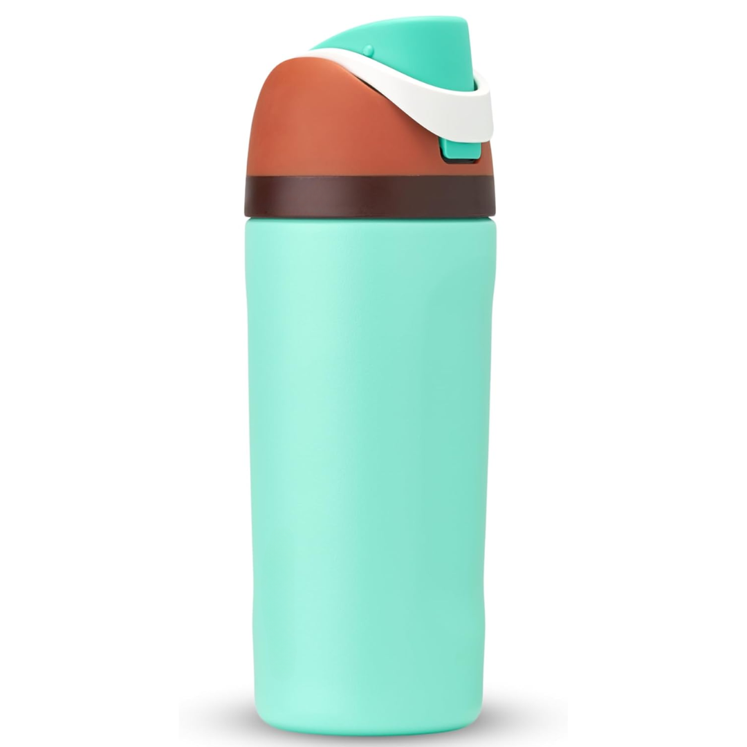 Auslaufsichere, isolierte Edelstahl-Trinkflasche mit Strohhalm - BPA-frei