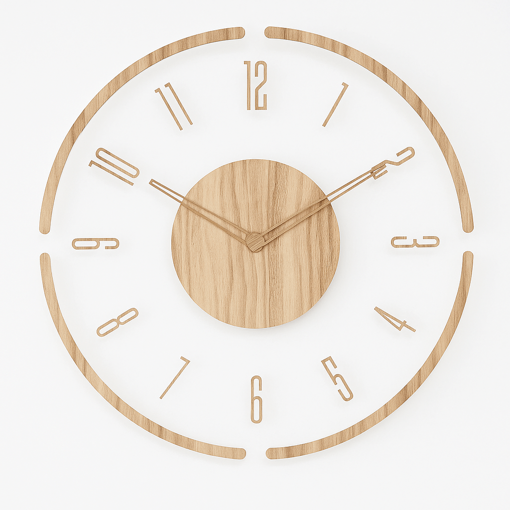 Wanduhr aus Naturholz - leiser Betrieb - skandinavisches Design - minimalistische Heimdekoration