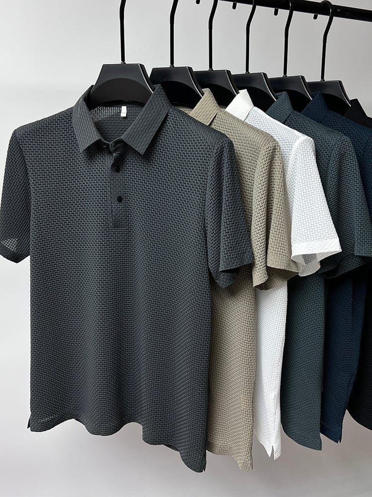 Texturiertes klassisch geschnittenes Herren-Poloshirt