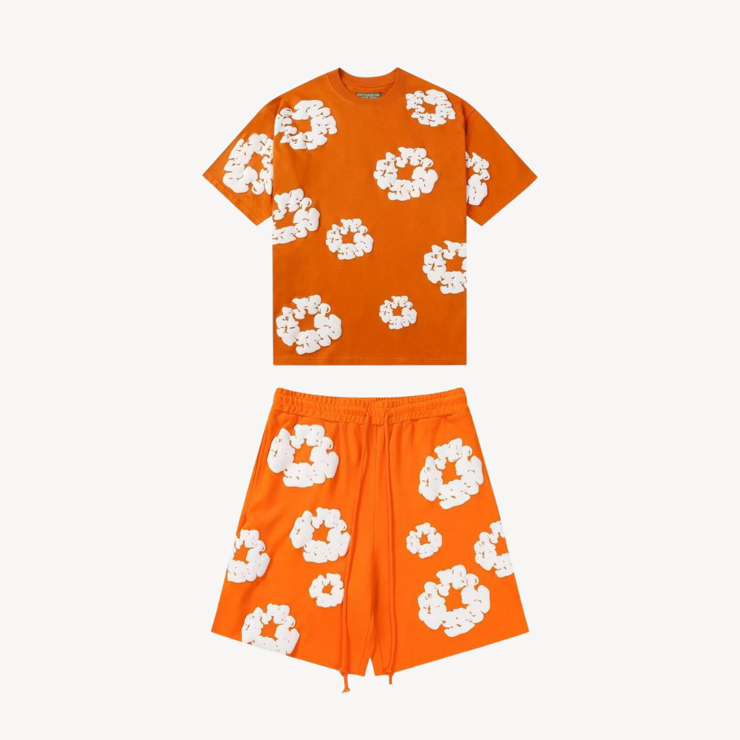 Unisex T-Shirt und Shorts Set mit Blumenmuster - Freizeitkleidung