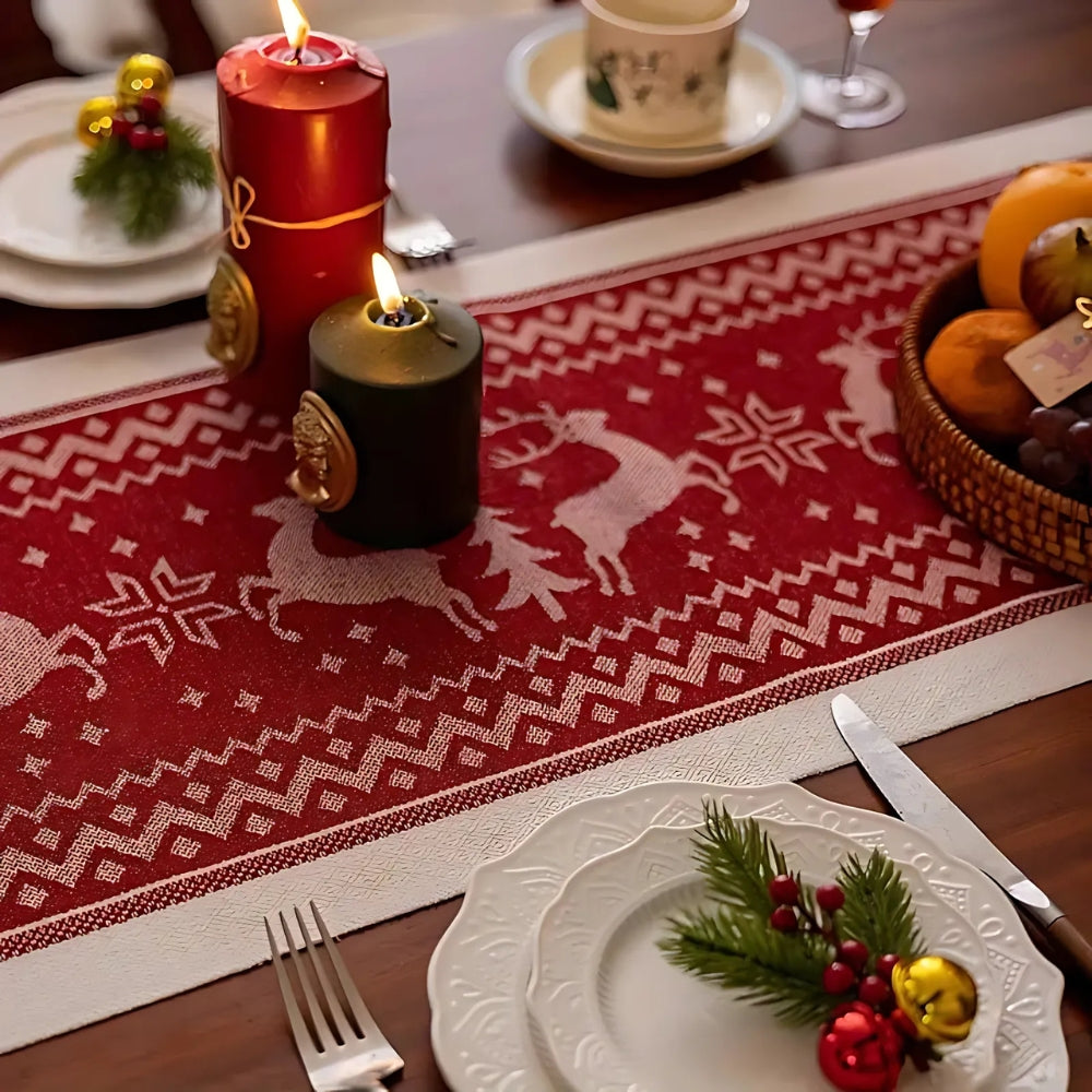 Festlicher Weihnachts-Tischläufer mit Elchmuster