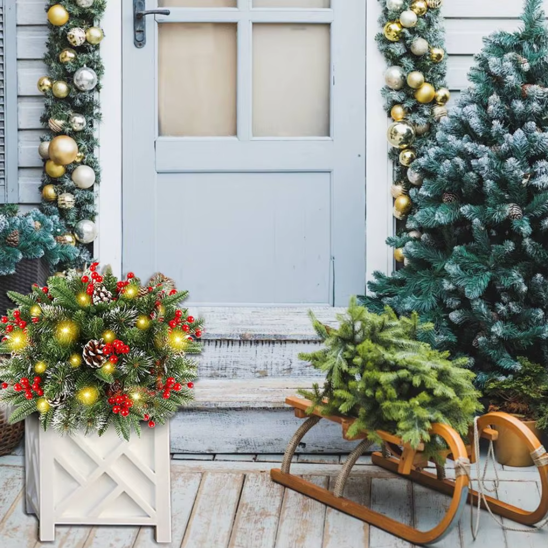 Leuchtender Weihnachtskranz – für Blumentöpfe und Dekoration