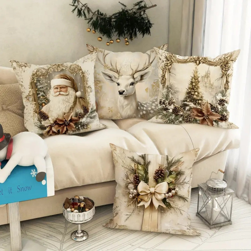 Vintage Weihnachtsmann Kissenbezug – Festlicher Kissenbezug zur Dekoration von Sofa und Bett