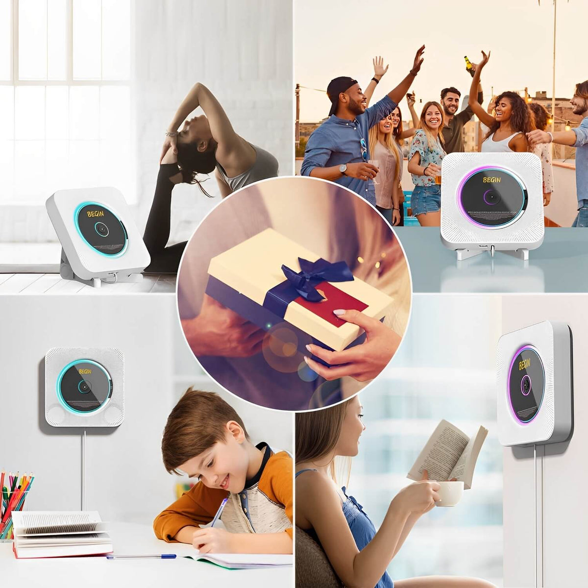 Wandmontierter CD-Player & Bluetooth-Lautsprechersystem