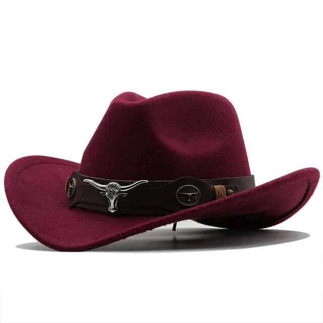 Western Filzhut mit Stierkopf-Schnalle
