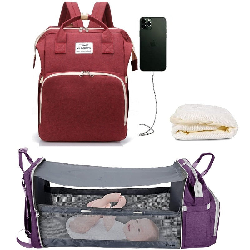 2-in-1 Baby-Wickeltasche mit faltbarer Wickelunterlage