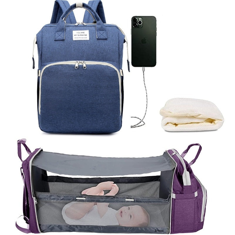 2-in-1 Baby-Wickeltasche mit faltbarer Wickelunterlage