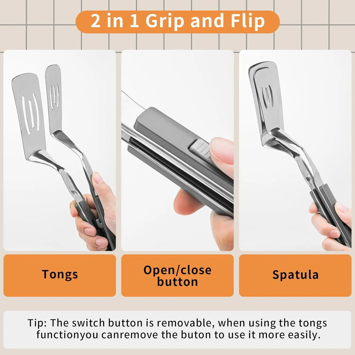 2-in-1 Grillzange – Zum Greifen und Wenden