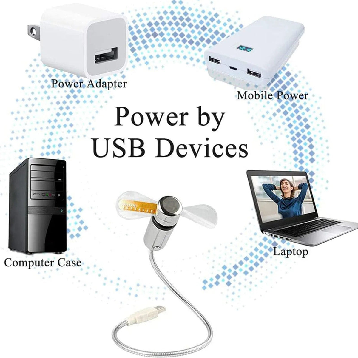 2-in-1 USB-Ventilator mit LED-Uhrbeleuchtung