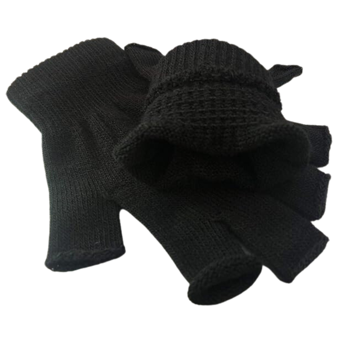 2 Paar gestrickte fingerlose Winterhandschuhe