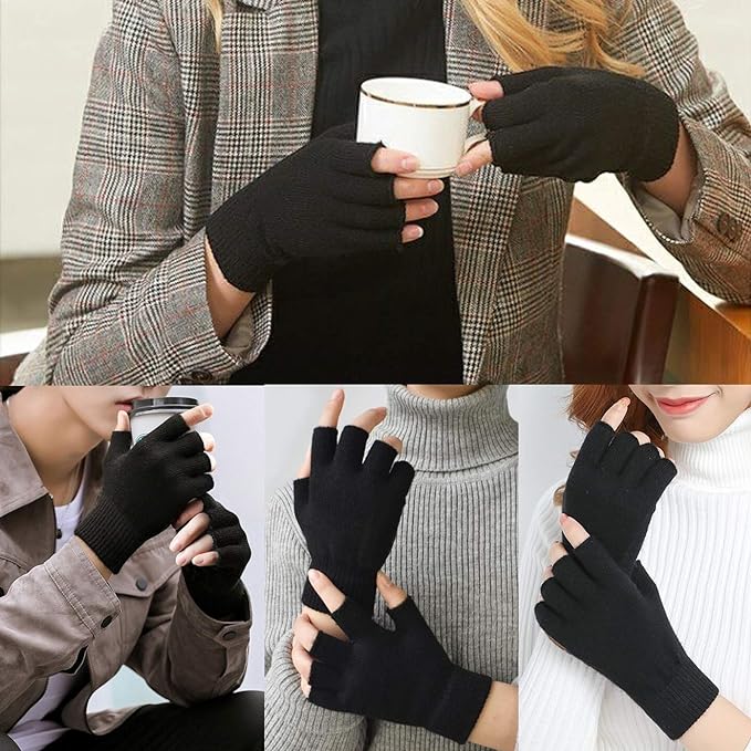 2 Paar gestrickte fingerlose Winterhandschuhe