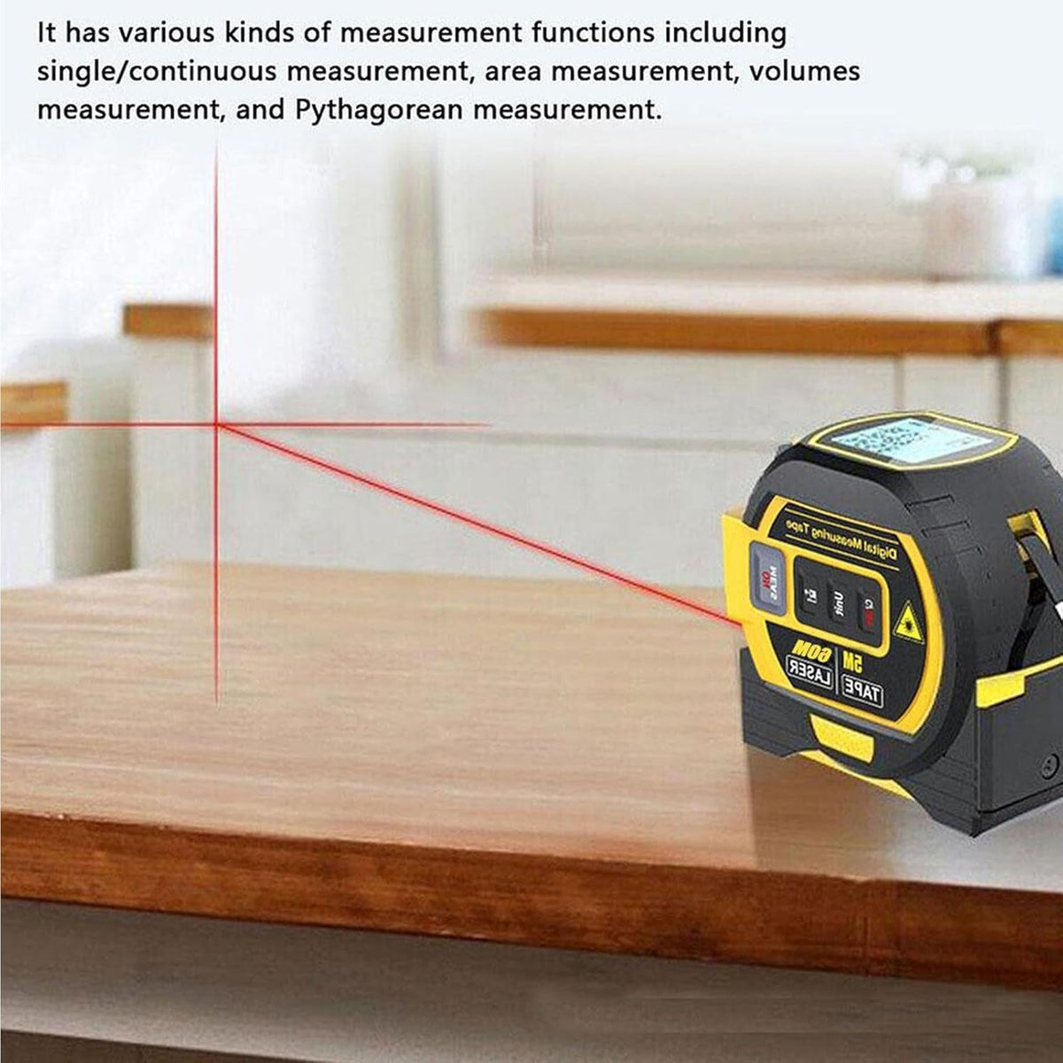 3-in-1 digitales Laser-Massband mit 60 m Entfernungsmesser