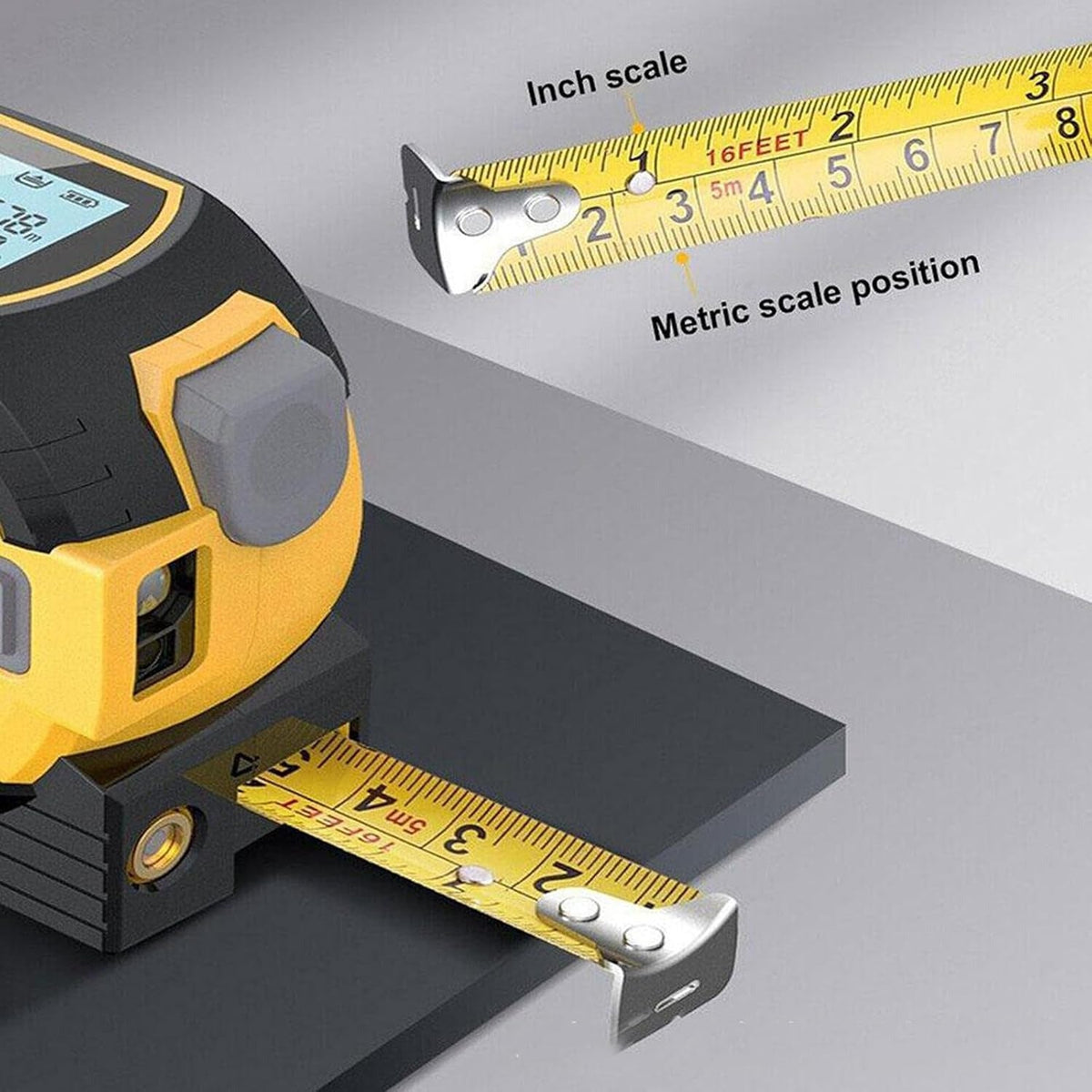 3-in-1 digitales Laser-Massband mit 60 m Entfernungsmesser