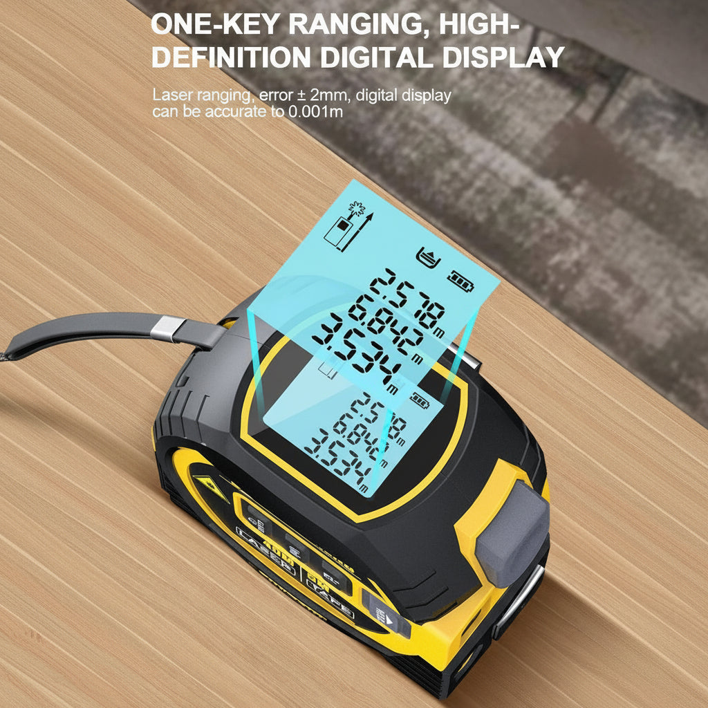3-in-1 digitales Laser-Massband mit 60 m Entfernungsmesser