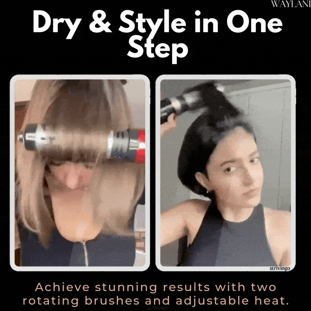 3-in-1 Haartrockner und Haarstyler mit Rotationsfunktion und Temperaturregelung für einfaches Locken und Wellen