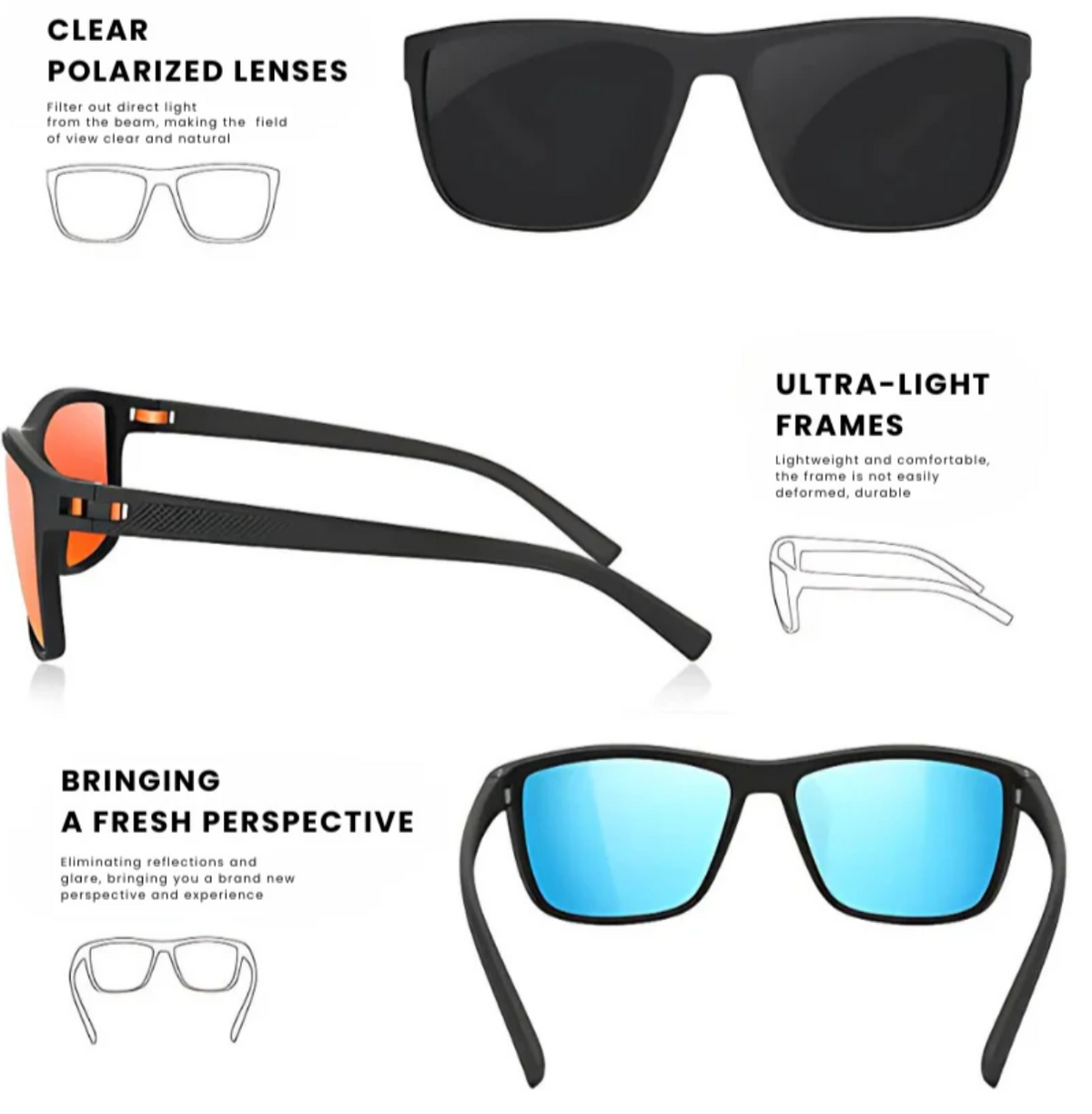 3-teiliges polarisiertes Sonnenbrillen-Set – UV400-Schutz und Komfort