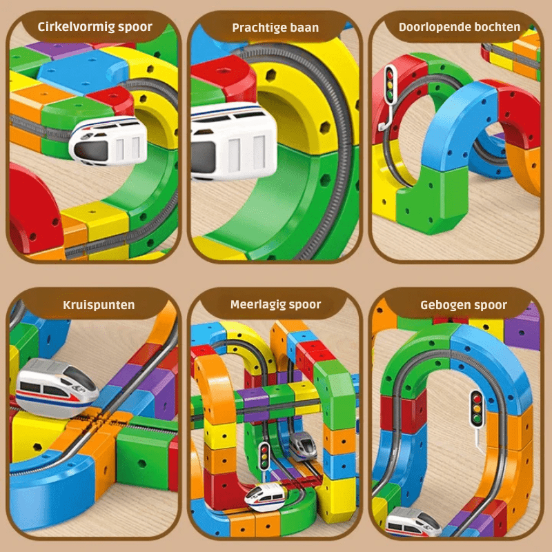 3D-Eisenbahn-Bauset für Kinder mit wiederaufladbarer Lokomotive