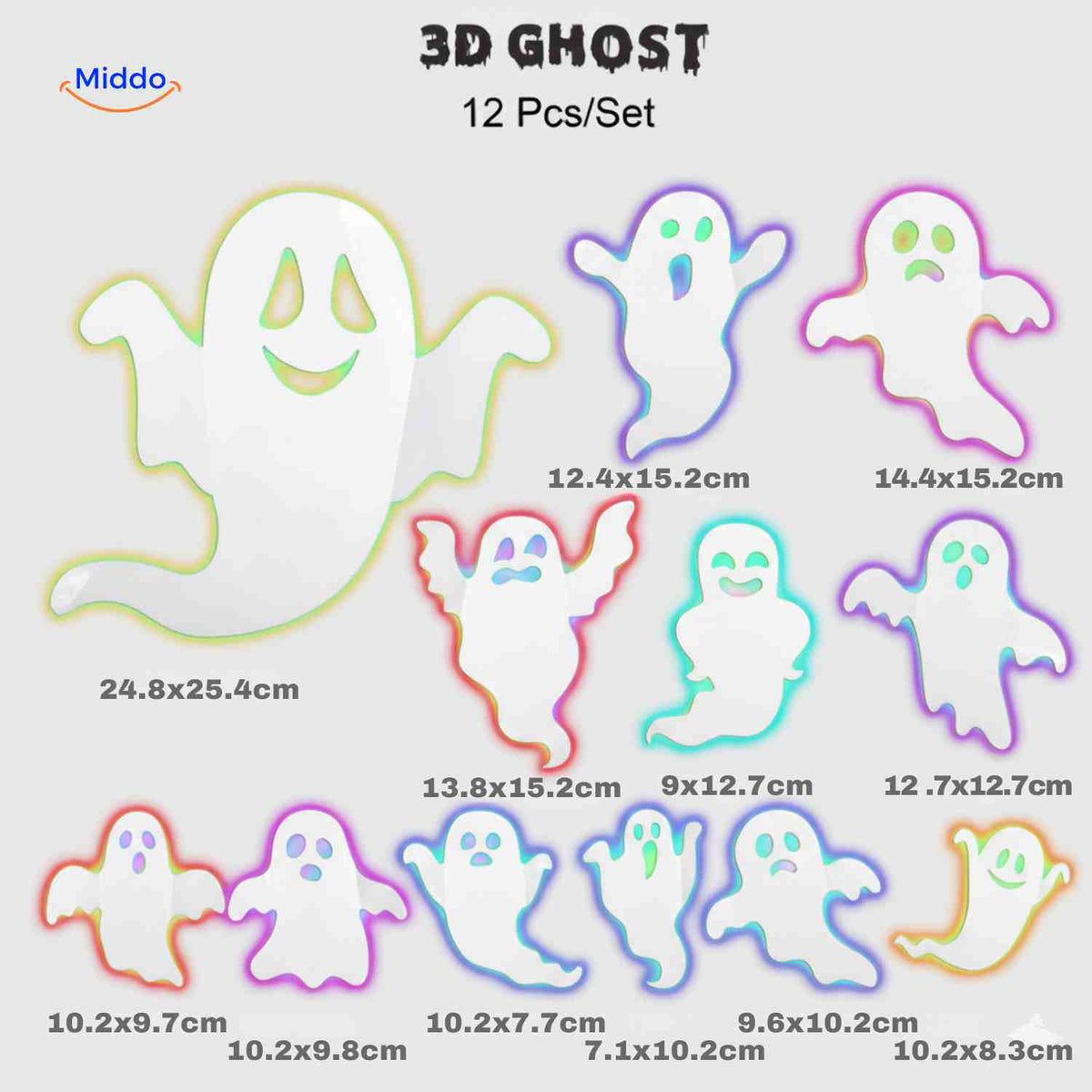 3D-Halloween-Dekoration, LED-Licht und Wandsticker