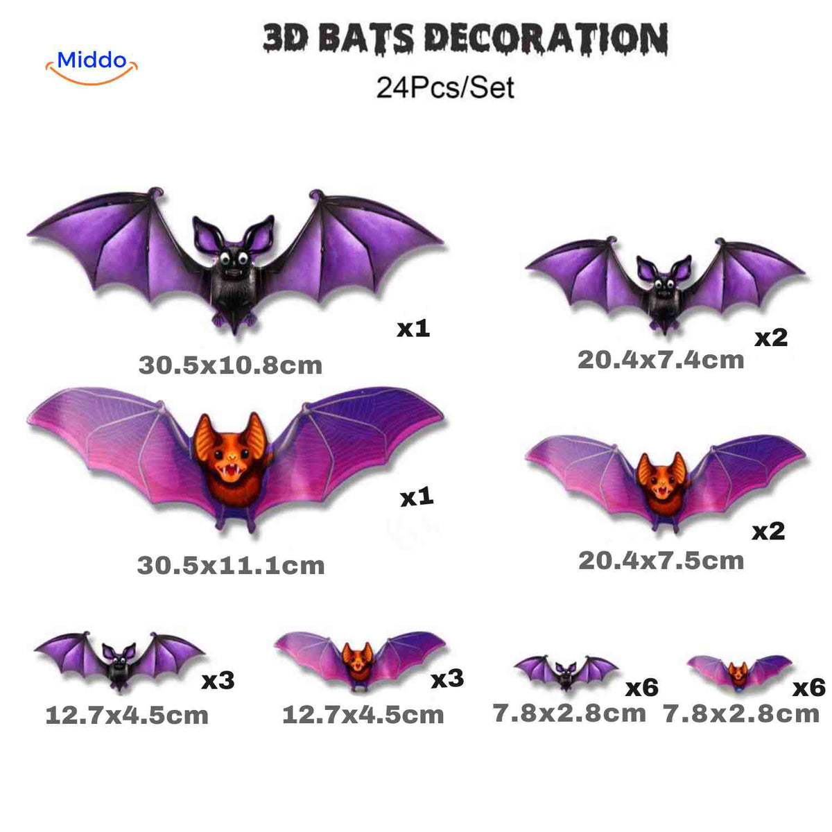 3D-Halloween-Dekoration, LED-Licht und Wandsticker