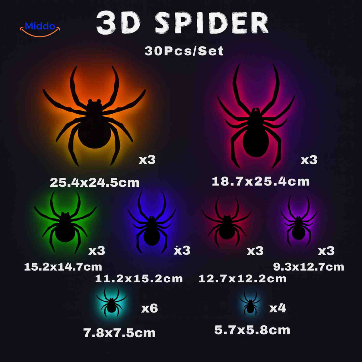 3D-Halloween-Dekoration, LED-Licht und Wandsticker