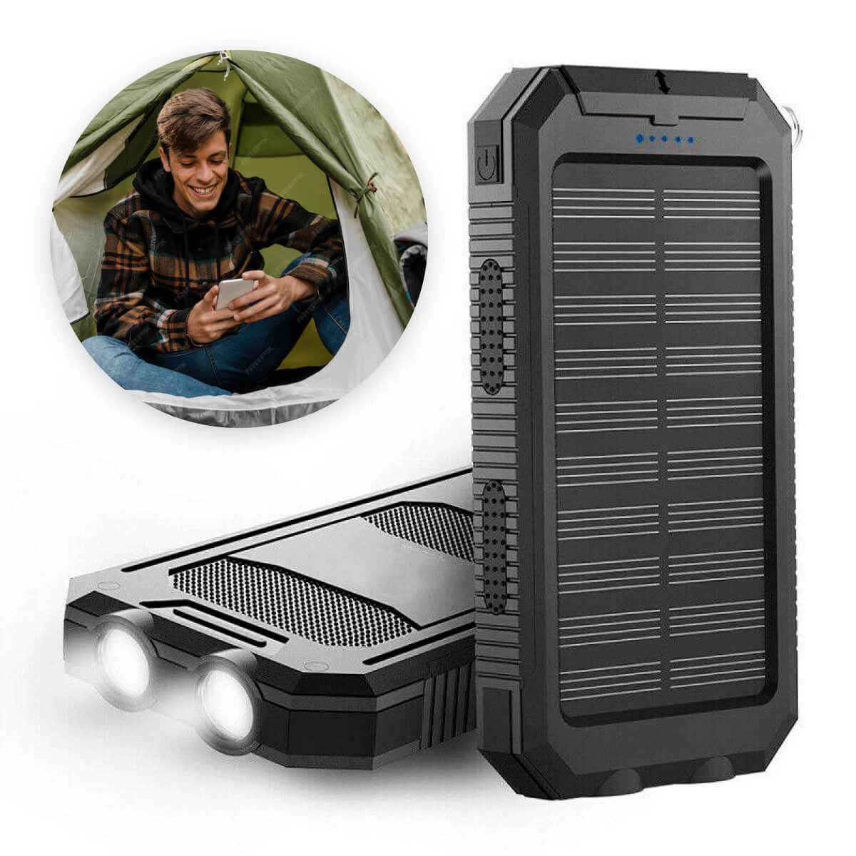 500000 mAh wasserdichte Solar-Powerbank - Doppel-USB